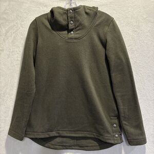 The North Face Hoodie Women's Small Olive Green Fleece Tunic Snap Neck Pullover